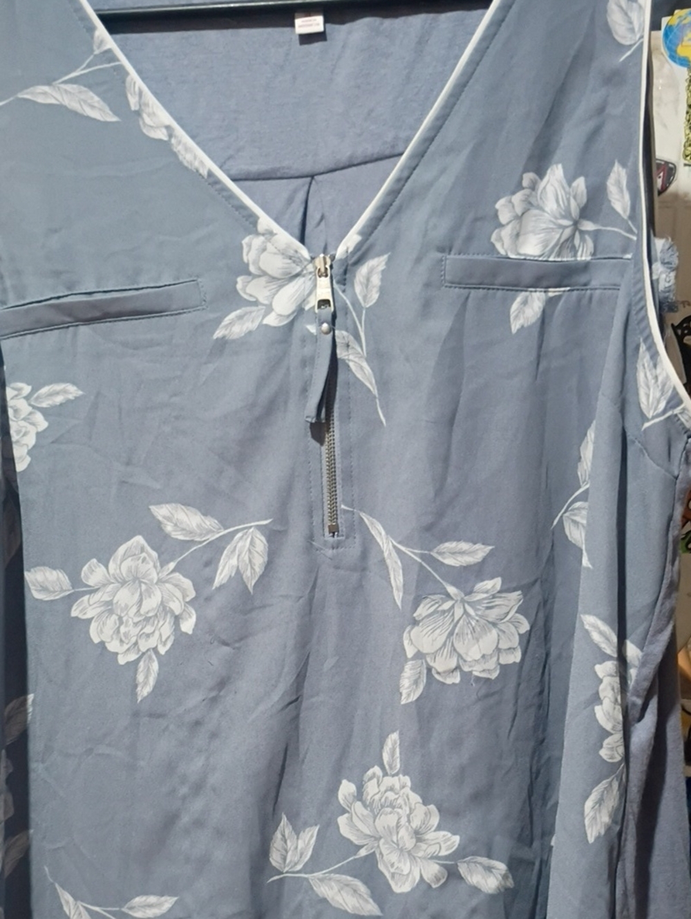 Candie's Light Blue Floral Zip-Front Camisole